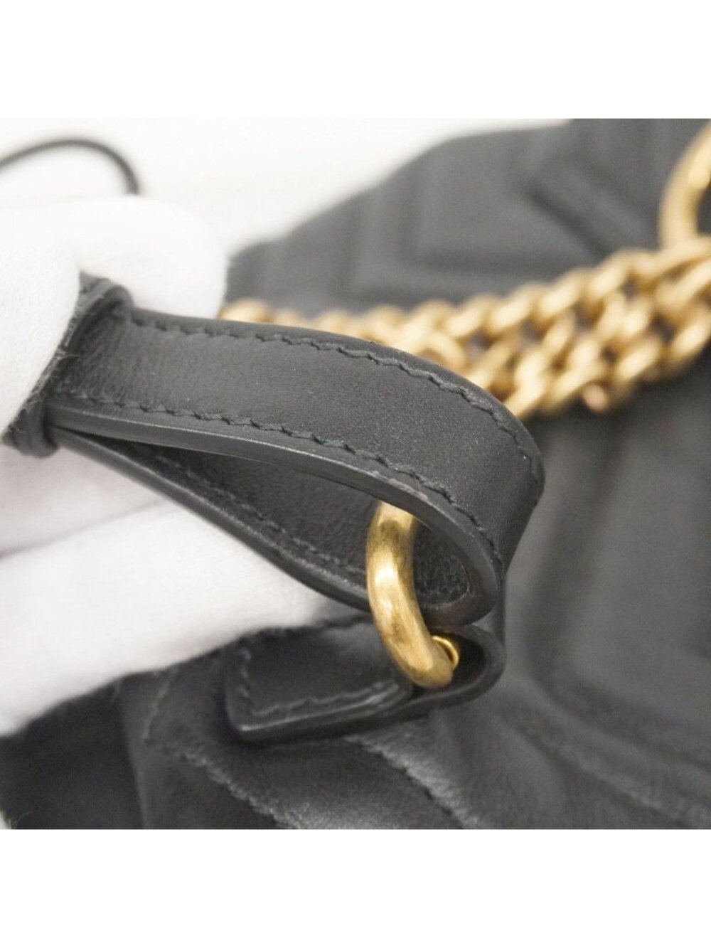 Gucci Backpack GG Marmont Leather Black Gold - Picture 9 of 10